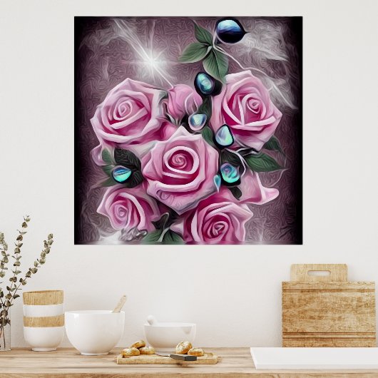Poster Perles noires et roses roses roses (Cuisine)