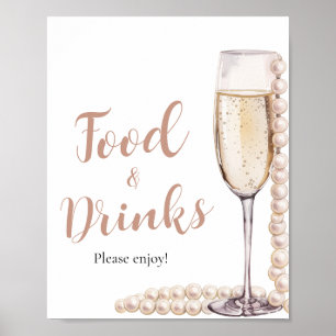 Poster Perles roses et prosecco Champagne Nourriture et B