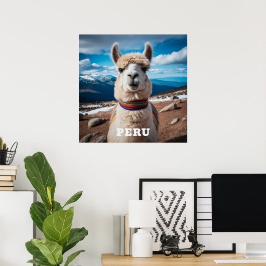 Poster Pérou Llama (Bureau à domicile)
