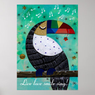 Poster Perroquet acrylique coloré avec un texte