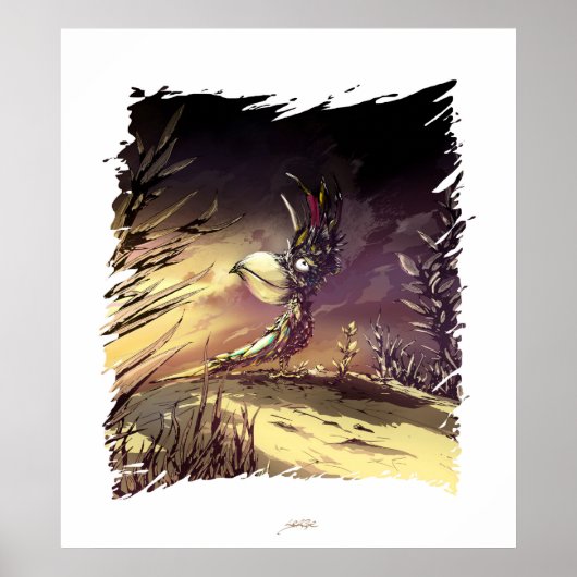 Poster Perroquet africain dans la savane (Devant)