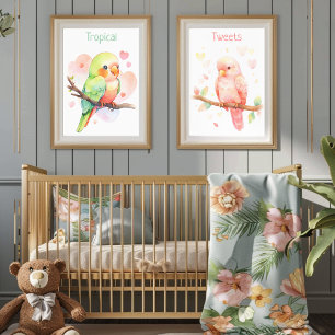 Poster Perroquet Bébé Garçon Tweets Tropicaux