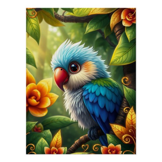 Poster Perroquet coloré Imaginaire (Devant)