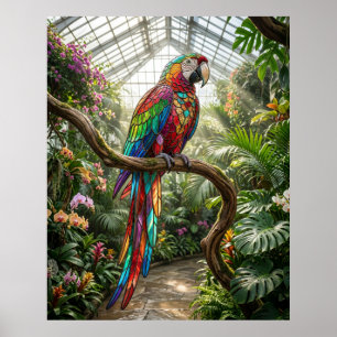 Poster Perroquet de verre Jungle Rayonnement