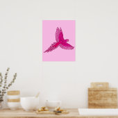 Poster Perroquet en vol, Fuchsia et rose glace (Cuisine)
