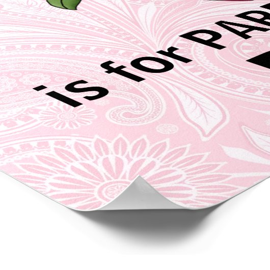 Poster Perroquet Rose Monogramme Grande Lettre P Chambre  (Coin)