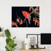 Poster Perroquet rouge sur une branche d'arbre, (Bureau à domicile)