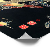 Poster Perroquet sur la branche d'un Rose en fleurs Bush (Coin)