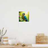 Poster Perroquet tropical aux fleurs (Cuisine)