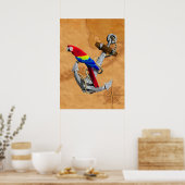 Poster Perroquet Tropical Et Ancre (Cuisine)