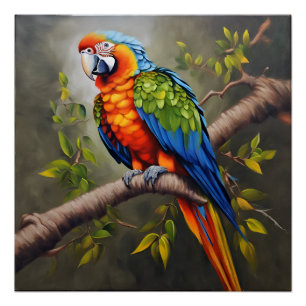 Poster Perroquet tropical Imprimer Mur de jungle luxurian