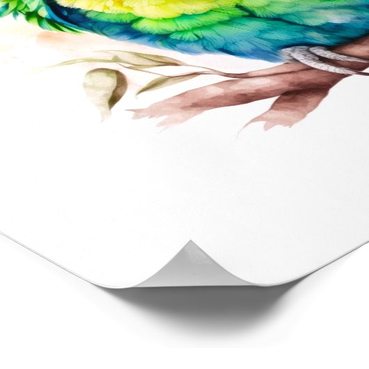 Poster Perroquet vert - Bébé mignon oiseau (Coin)