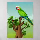 Poster Perroquet vert mignon généré par l'IA (Devant)