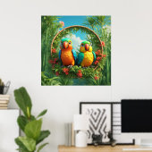 Poster Perroquets de dessin coloré (Bureau à domicile)