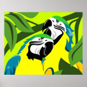 Poster Perroquets macaw bleu et or (Devant)