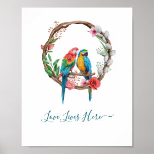 Poster Perroquets personnalisés Oiseaux macaw Oiseaux flo