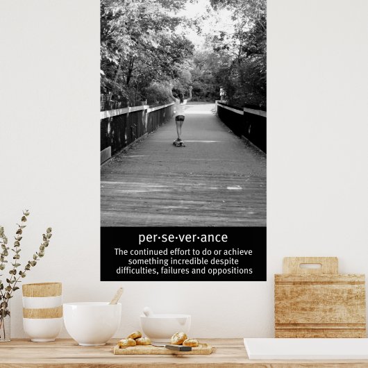 Poster Persévérance de la fille à bord long (Cuisine)