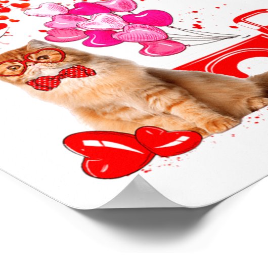 Poster Persian Cat Heart Tree Valentines Day (Coin)