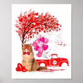Poster Persian Cat Heart Tree Valentines Day  (Devant)