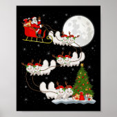 Poster Persian Cat Santa Sleigh Flying Funny Magical Chri (Devant)
