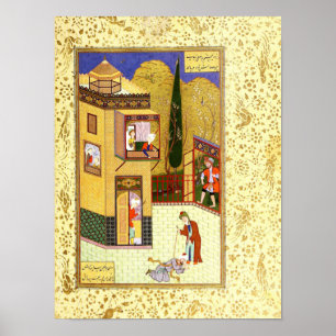 Poster Persian Miniature: The Murid Kisses the Pir's Feet