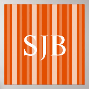 Poster Persimmon Victorian Lady Stripe avec Monogramme