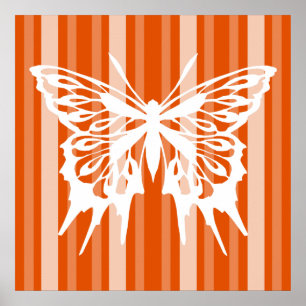 Poster Persimmon Victorian Lady Stripe avec Papillon