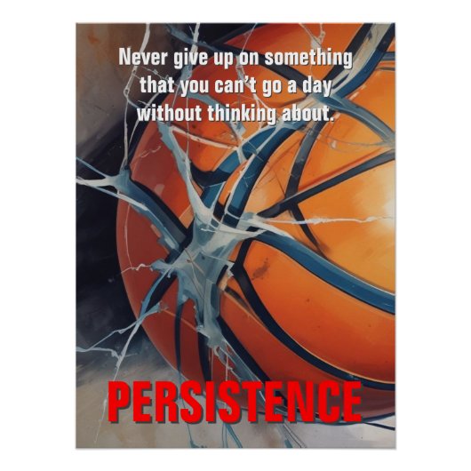 Poster Persistance Basketball Inspiration Motivation (Devant)