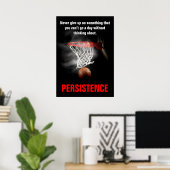 Poster Persistance Basketball Inspiration Motivation (Bureau à domicile)
