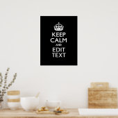Poster Personalisé KEEP CALM Votre texte en noir (Cuisine)