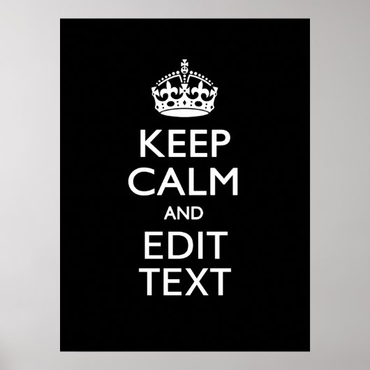 Poster Personalisé KEEP CALM Votre texte en noir (Devant)