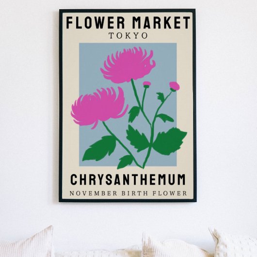 Poster Personalised Flower Market Birth flower Art Print