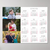 Poster Personalized 3 Photo Collage Family 2026 Calendar (Devant)