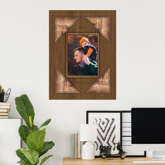 Poster Personalized 3D Rustic Wood Pattern Frame (Bureau à domicile)
