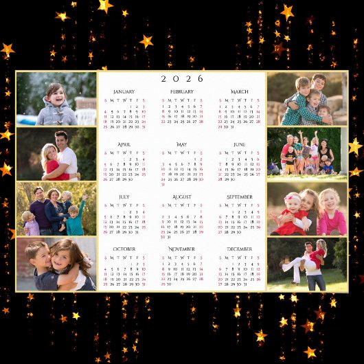 Poster Personalized 8 Family Photo Collage 2026 Calendar