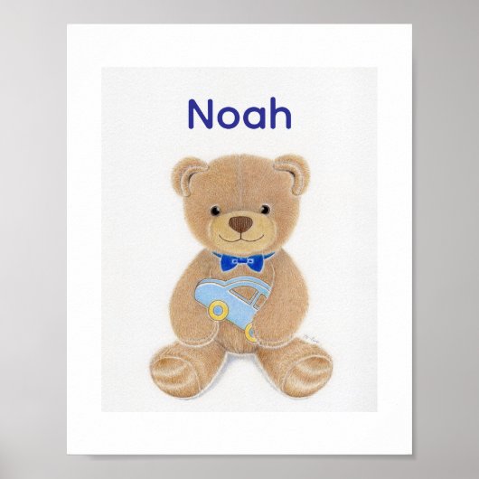 Poster Personalized Baby Boy Name Teddy Bear Nursery (Devant)