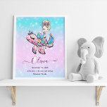Poster Personalized Baby Girl Mermaid Birth Stats<br><div class="desc">This cute birth stats poster features a lovely whimsical mermaid on a nautical pink and blue sparkling background. Perfect to use as nursery decor.</div>