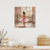 Poster Personalized Ballet themed Ballerina in Pink (Cuisine)