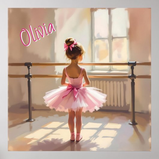 Poster Personalized Ballet themed Ballerina in Pink (Devant)