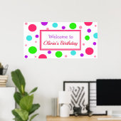 Poster Personalized Birthday Party Banner for Girl (Bureau à domicile)