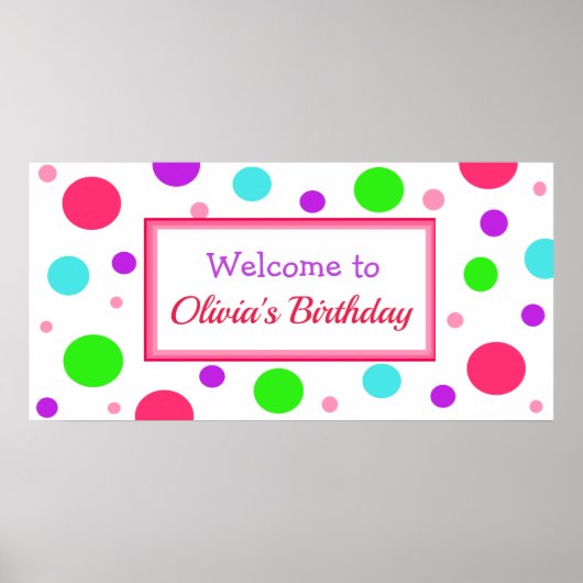 Poster Personalized Birthday Party Banner for Girl (Devant)