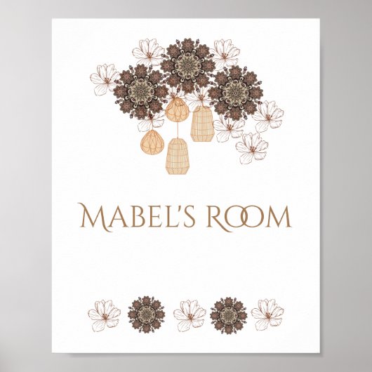 Poster Personalized Boho Floral Girl's Monogram (Devant)