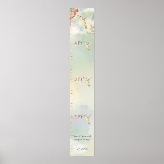 Poster Personalized Child's Growth Chart Whimsical Wings  (Devant)