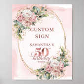 Poster Personalized Classic Rose Gold 50 Birthday Custom (Devant)