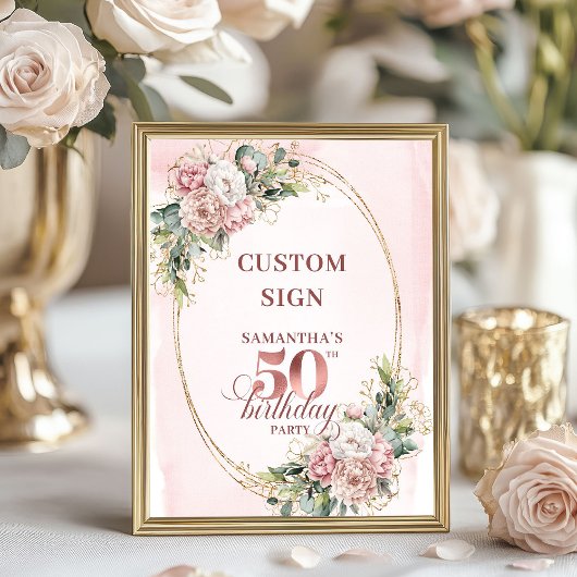 Poster Personalized Classic Rose Gold 50 Birthday Custom