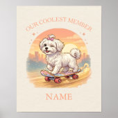 Poster Personalized Cute Maltese Puppy Pink Bow Wall Art (Devant)