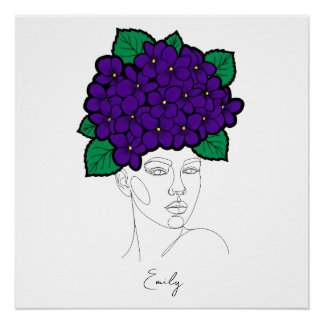 Poster Personalized February Birth Flower Crown Art