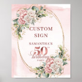 Poster Personalized Feminine Rose Gold 50th Birthday Sign (Devant)
