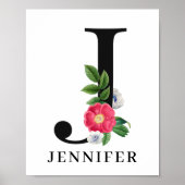 Poster Personalized Floral Alphabet J Monogram (Devant)