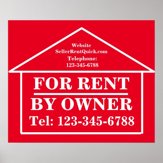 Poster Personalized FOR RENT BY OWNER Real Estate (Devant)